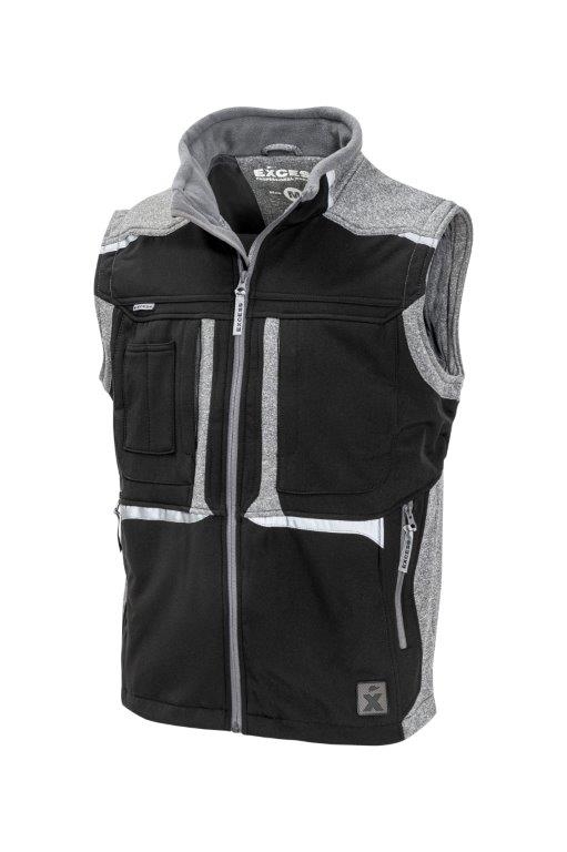 Excess Arbeitsweste Softshell schwarz grau – robuste Weste mit vielen Taschen für Handwerk und Outdoor“  3. Detailliert:.