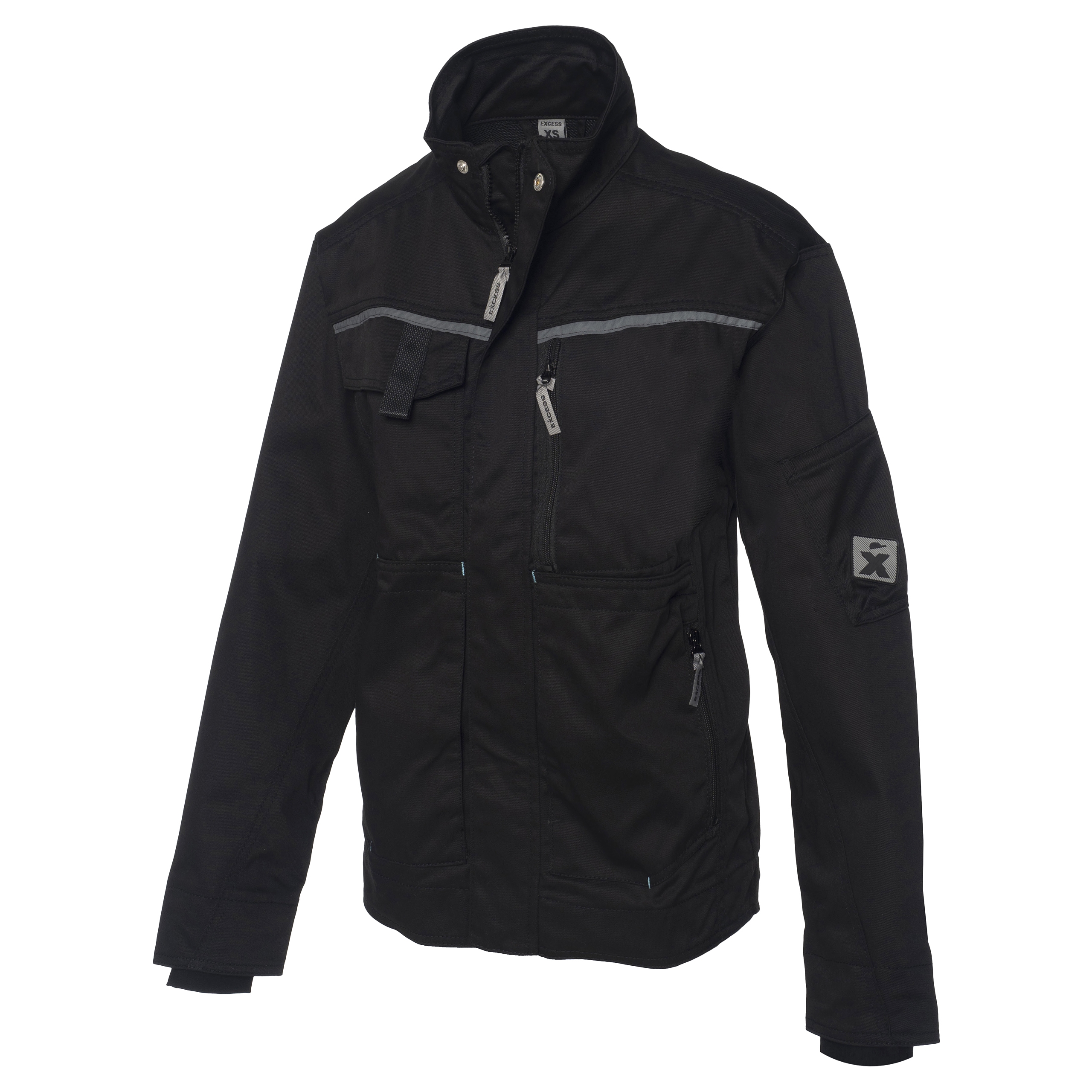 Schwarze CHAMP Arbeitsjacke – Sportliche Arbeitsjacke mit verdecktem Reißverschluss und vielen praktischen Taschen.