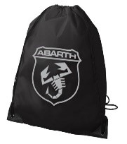 Abarth Sportbeutel schwarz mit Logo, praktischer Rucksackbeutel für Freizeit und Sport.