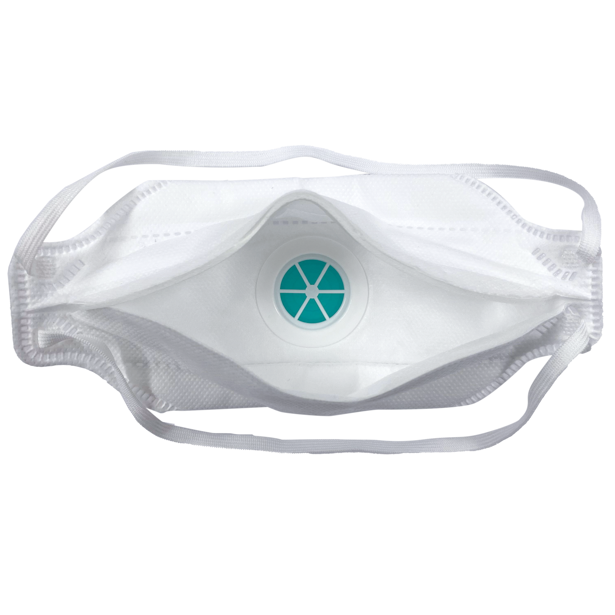 FFP3 Atemschutzmaske mit Ventil, weiß, Einweg-Faltmaske aus Polypropylen mit weichem Schaumrand und latexfreien elastischen Bändern.